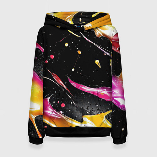 Женская толстовка Мазки краски на черном / 3D-Черный – фото 1