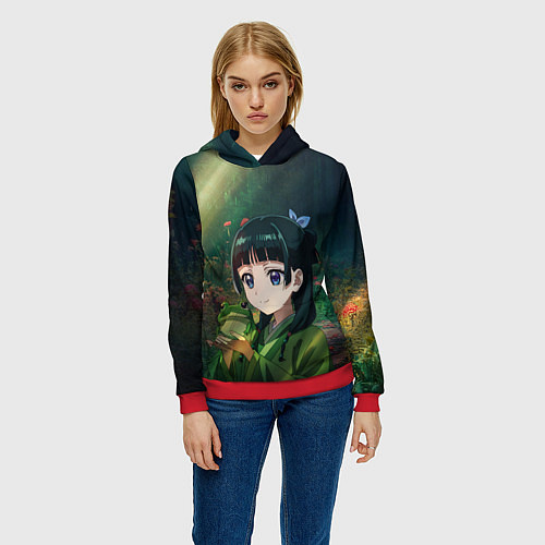 Женская толстовка МаоМао и лягушка - Монолог Фармацевта / 3D-Красный – фото 3