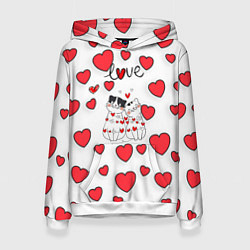Толстовка-худи женская Кошачья романтика, цвет: 3D-белый