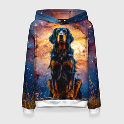 Толстовка-худи женская Сеттер в космосе, цвет: 3D-белый