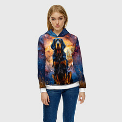 Толстовка-худи женская Сеттер в космосе, цвет: 3D-белый — фото 2