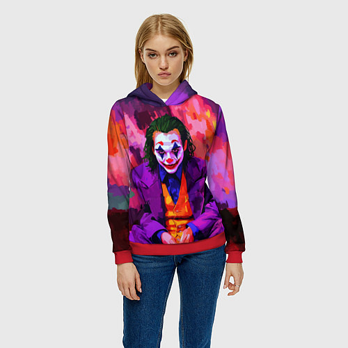 Женская толстовка Джокер рисунок красками / 3D-Красный – фото 3