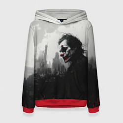 Толстовка-худи женская Джокер черно-белый стиль, цвет: 3D-красный