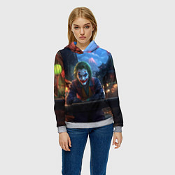 Толстовка-худи женская Джокер за барной стойкой, цвет: 3D-меланж — фото 2