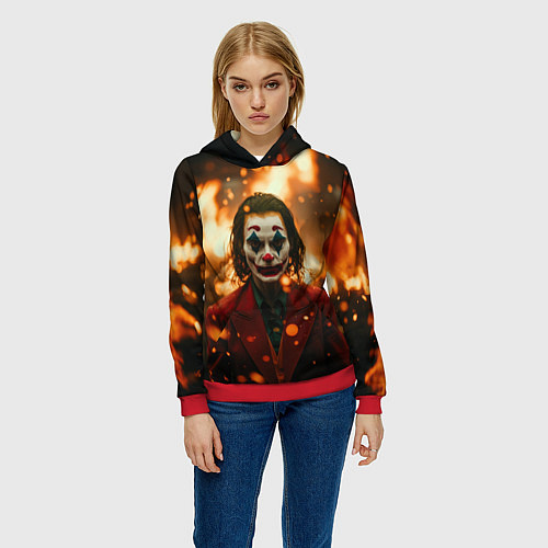 Женская толстовка Джокер огонь и искры / 3D-Красный – фото 3