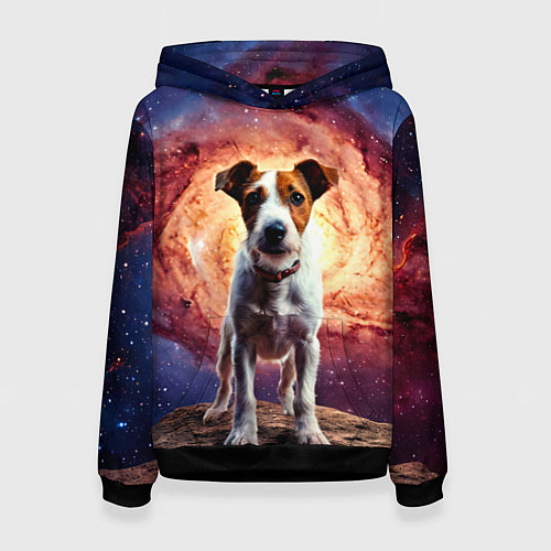 Женская толстовка Фокстерьер в космосе / 3D-Черный – фото 1