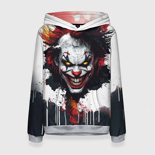 Женская толстовка Голова Джокера бело-черный стиль / 3D-Меланж – фото 1