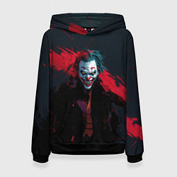 Толстовка-худи женская Джокер и красная полоса краски, цвет: 3D-черный