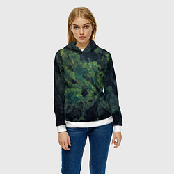Толстовка-худи женская Абстракция - green camouflage background, цвет: 3D-белый — фото 2