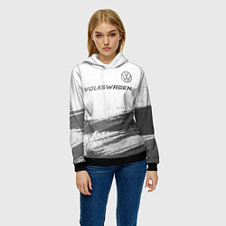 Толстовка-худи женская Volkswagen - white gradient посередине, цвет: 3D-черный — фото 2