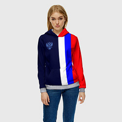 Толстовка-худи женская Герб России и триколор, цвет: 3D-меланж — фото 2