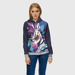 Толстовка-худи женская Модная зебра, цвет: 3D-меланж — фото 2