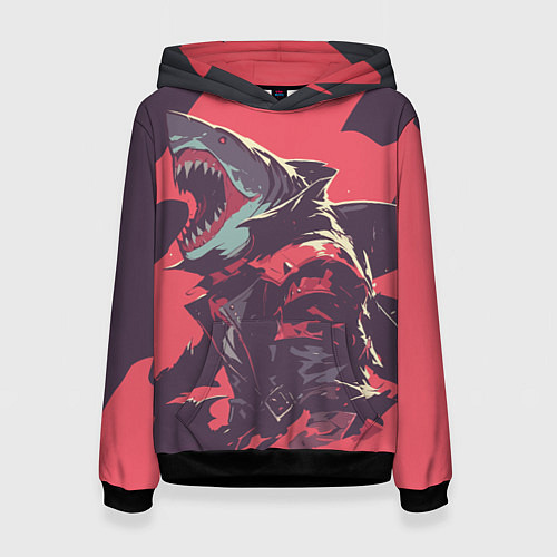 Женская толстовка Орущая акула / 3D-Черный – фото 1