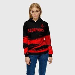 Толстовка-худи женская Scorpions - red gradient посередине, цвет: 3D-черный — фото 2