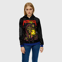 Толстовка-худи женская Metallica - skeleton with a lantern, цвет: 3D-синий — фото 2