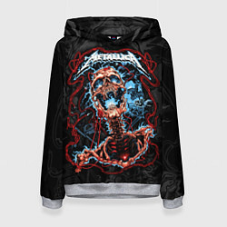 Толстовка-худи женская Metallica - electric skeleton, цвет: 3D-меланж