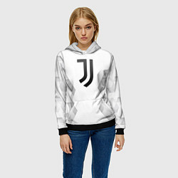 Толстовка-худи женская Juventus white poly, цвет: 3D-черный — фото 2