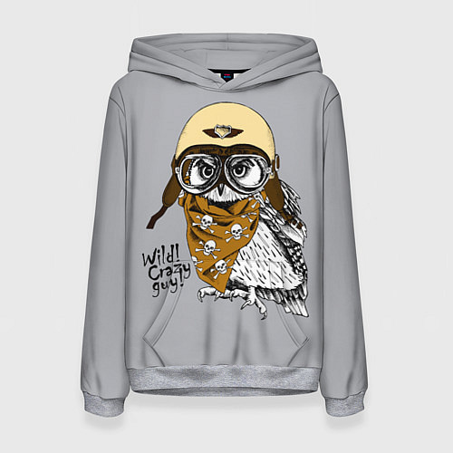 Женская толстовка Owl - wild crazy guy / 3D-Меланж – фото 1