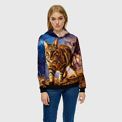 Толстовка-худи женская Пиксибоб в космосе, цвет: 3D-черный — фото 2