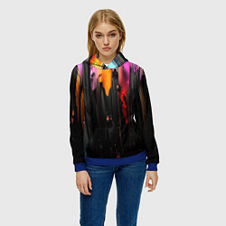 Толстовка-худи женская Разноцветная рельефная краска текстура, цвет: 3D-синий — фото 2