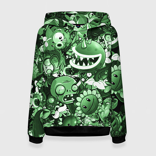 Женская толстовка Растения против зомби в зеленом цвете / 3D-Черный – фото 1