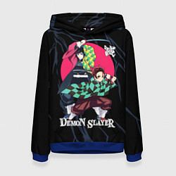 Толстовка-худи женская Гию Томиока и Танджиро Камадо, цвет: 3D-синий