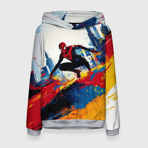 Женская толстовка Человек - паук и пролитая краска / 3D-Меланж – фото 1