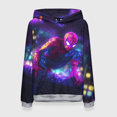 Женская толстовка Человек-паук неоновый свет / 3D-Меланж – фото 1