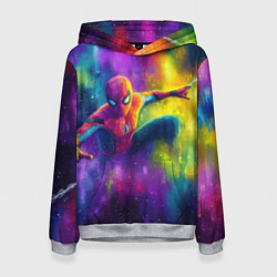 Толстовка-худи женская Человек - паук радужные краски, цвет: 3D-меланж