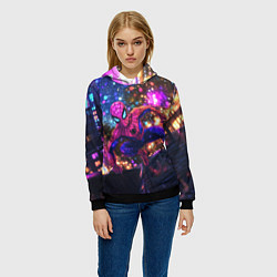 Толстовка-худи женская Человек-паук и фиолетовый свет, цвет: 3D-черный — фото 2