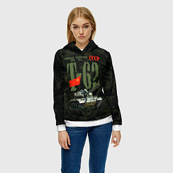 Толстовка-худи женская Советский средний танк Т-62, цвет: 3D-белый — фото 2