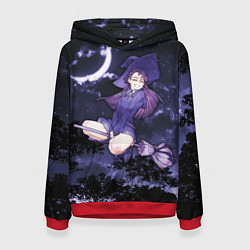 Толстовка-худи женская Веселая ведьма летит на шабаш, цвет: 3D-красный