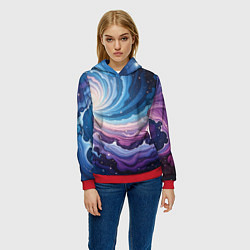 Толстовка-худи женская Космическая волна, цвет: 3D-красный — фото 2