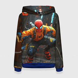 Толстовка-худи женская Человек паук бежит, цвет: 3D-синий