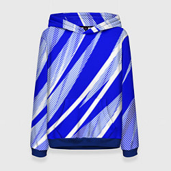 Толстовка-худи женская Абстрактный синий полосатый, цвет: 3D-синий
