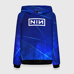Толстовка-худи женская Nine Inch Nails blue poly, цвет: 3D-черный