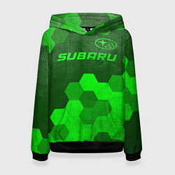 Толстовка-худи женская Subaru - green gradient посередине, цвет: 3D-черный