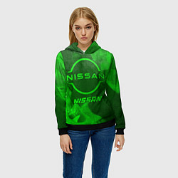 Толстовка-худи женская Nissan - green gradient, цвет: 3D-черный — фото 2