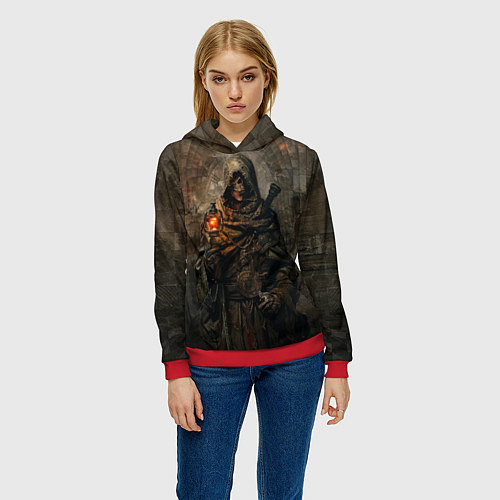 Женская толстовка Бродячий воин-скелет / 3D-Красный – фото 3