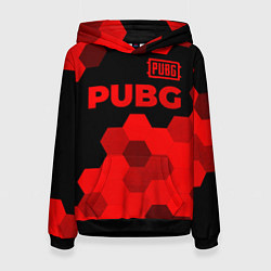 Толстовка-худи женская PUBG - red gradient посередине, цвет: 3D-черный