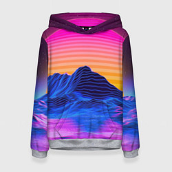 Толстовка-худи женская Неоновый закат, цвет: 3D-меланж