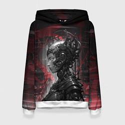 Толстовка-худи женская Футуристичная кибернетическая жница, цвет: 3D-белый