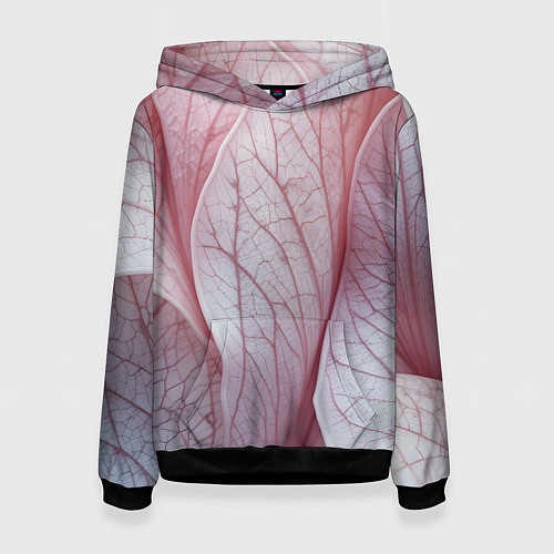 Женская толстовка Розовые листья / 3D-Черный – фото 1
