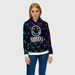 Толстовка-худи женская Nirvana x marshmello neon, цвет: 3D-белый — фото 2