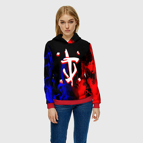 Женская толстовка Doom flame neon / 3D-Красный – фото 3