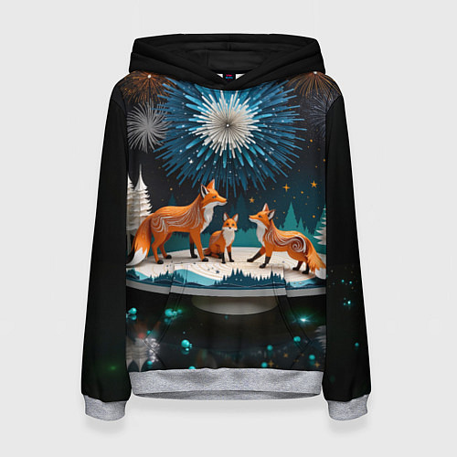 Женская толстовка Семья из трех лисиц / 3D-Меланж – фото 1