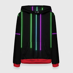 Толстовка-худи женская Neon stripes, цвет: 3D-красный