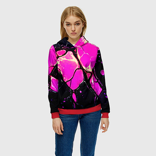 Женская толстовка Розовые пятна в текстуре / 3D-Красный – фото 3