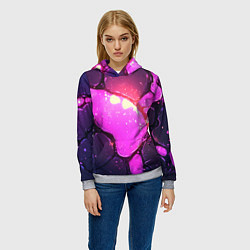 Толстовка-худи женская Розовая текстура разлом плит, цвет: 3D-меланж — фото 2