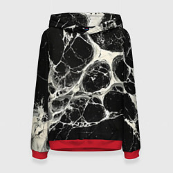 Толстовка-худи женская Бело-черная потертая текстура, цвет: 3D-красный